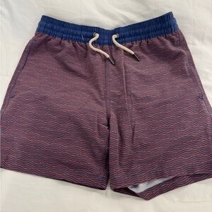 Fair Harbor Boys Size L Red Waves Kids Bayberry Swim Trunks
